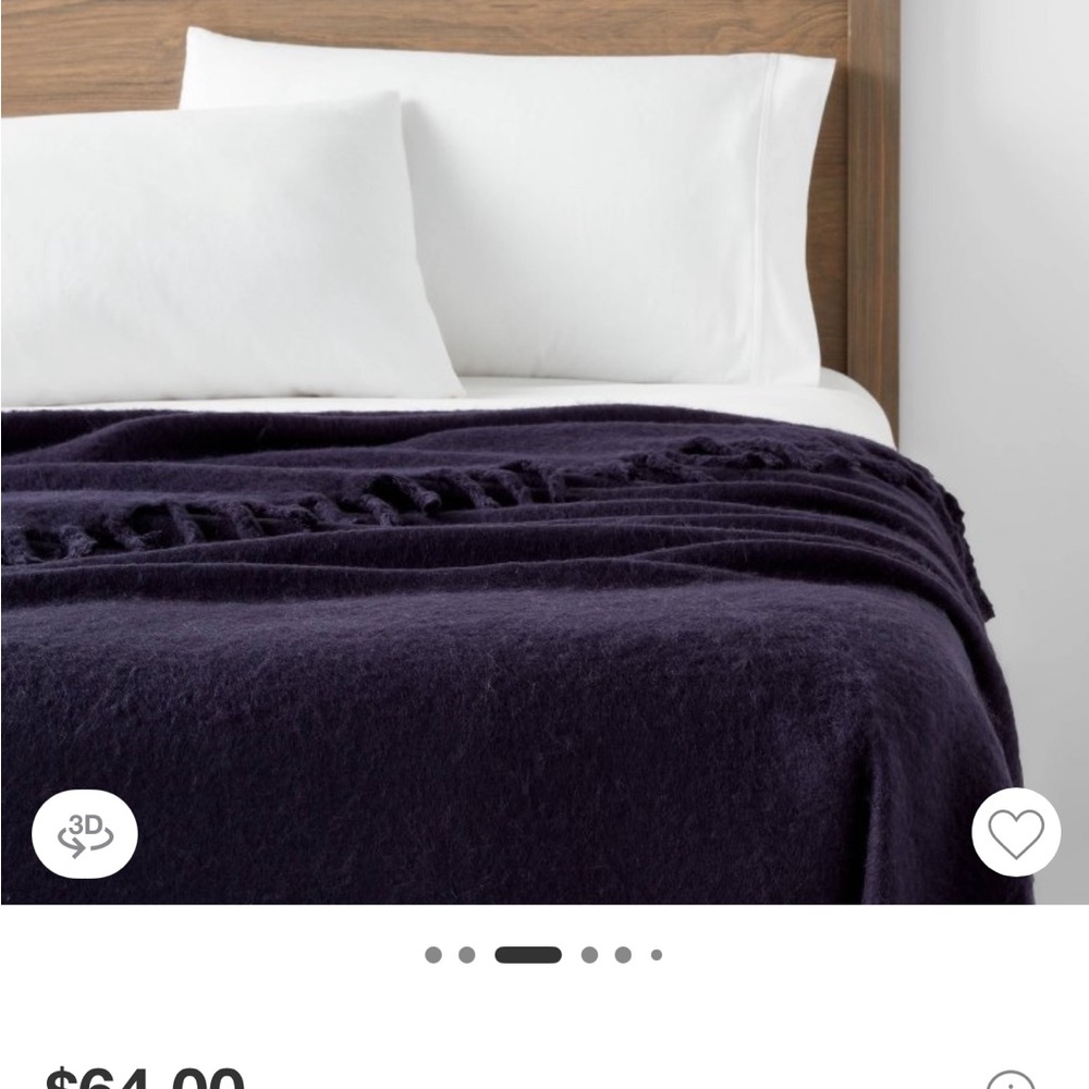 Threshold End of bed throw, Navy Faux Mohair Blanket